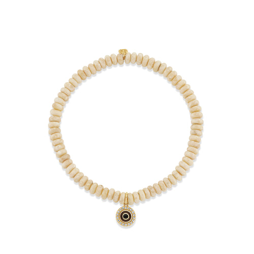 Gold & Diamond Small Pave Enamel Protective Eye Beaded Bracelet