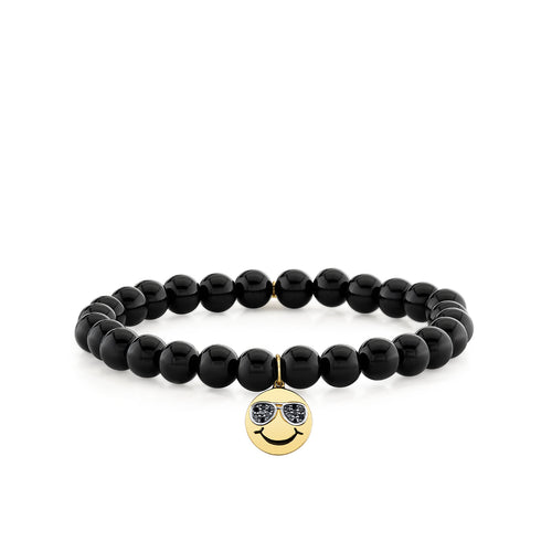 Gold & Black Diamond Sunglass Happy Face on Onyx