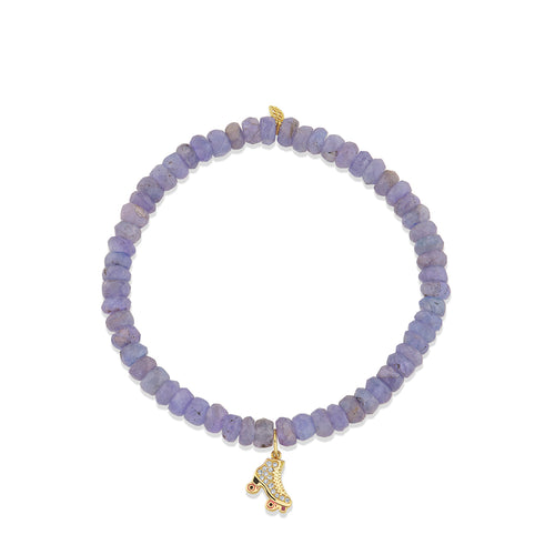 Gold & Diamond Roller Skate on Blue Tanzanite