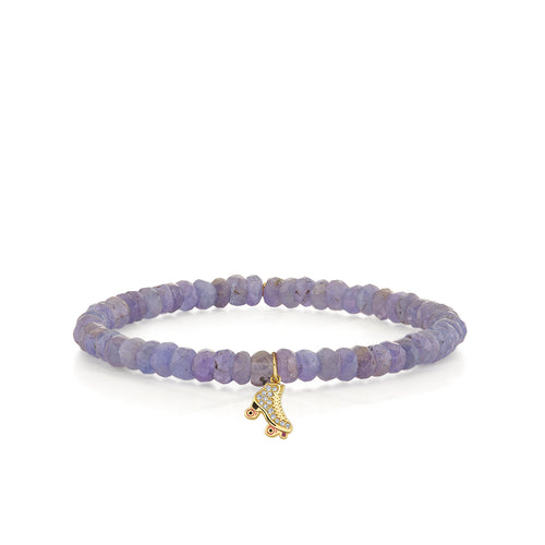 Gold & Diamond Roller Skate on Blue Tanzanite