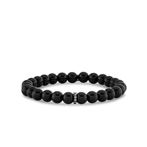 Black Rhodium & Diamond Bezel Rondelle on Onyx