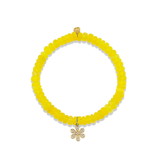 Gold & Diamond Mini Pave Daisy on Lemon Opal