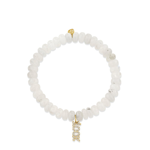 Gold & Diamond 100% Charm on Rainbow Moonstone