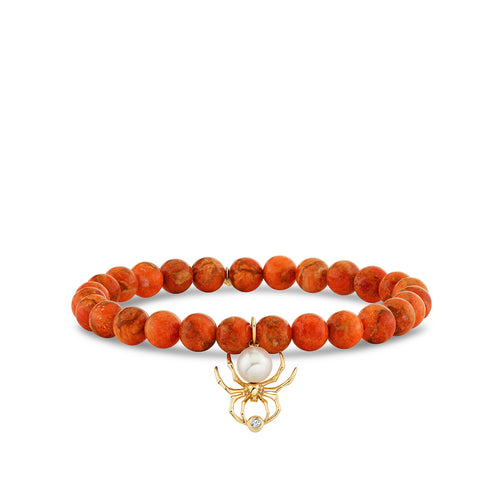 Gold & Diamond Pearl Spider on Marble Apple Coral
