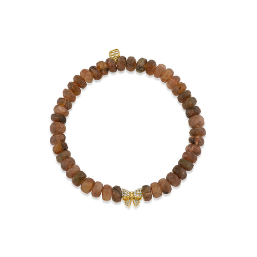Gold & Diamond Small Bow Bead on Andalusite