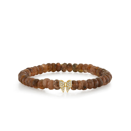 Gold & Diamond Small Bow Bead on Andalusite