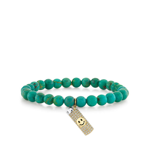 Gold & Diamond Lighter Charm on Green Turquoise