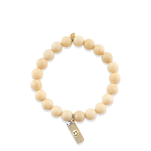 Gold & Diamond Lighter Charm on Cream Jasper