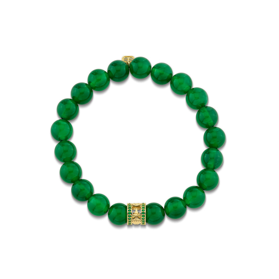 Gold & Emerald Wicked Icon Rondelle on Green Onyx - Sydney Evan Fine Jewelry