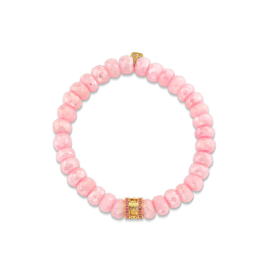 Gold & Pink Sapphire Wicked Icon Rondelle on Pink Grapolite - Sydney Evan Fine Jewelry