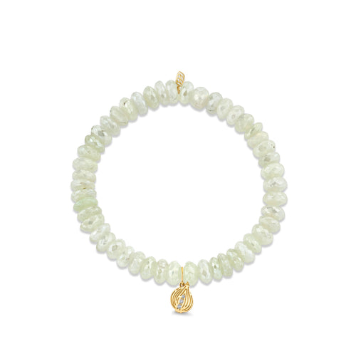 Gold & Diamond Onion Charm on AB Prehnite