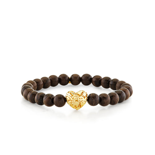 Pure Gold Puffy Icon Wallpaper Heart Bead on Brown Zebra Jasper