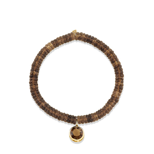 Gold & Smokey Topaz Icon Mounting Charm on Smokey Topaz