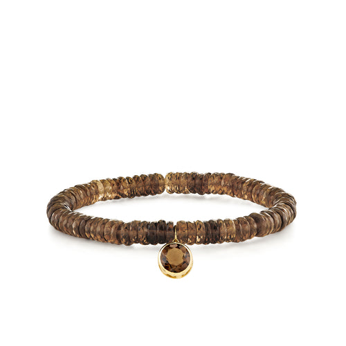 Gold & Smokey Topaz Icon Mounting Charm on Smokey Topaz