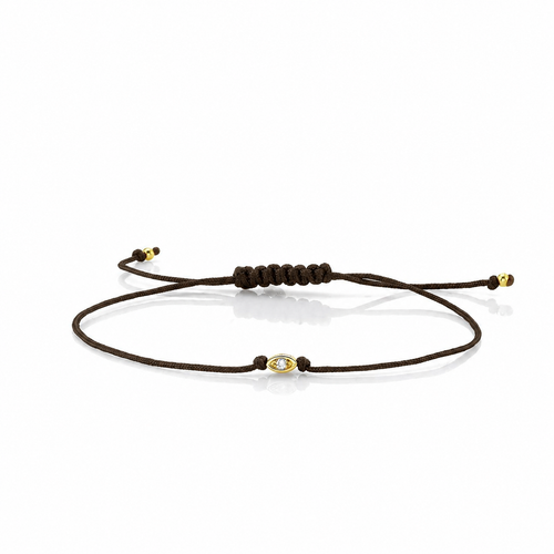 Gold & Diamond Tiny Marquise Eye Cord Bracelet