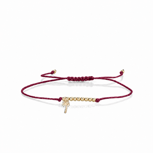 Pure Gold Tiny Palm Tree Cord Bracelet