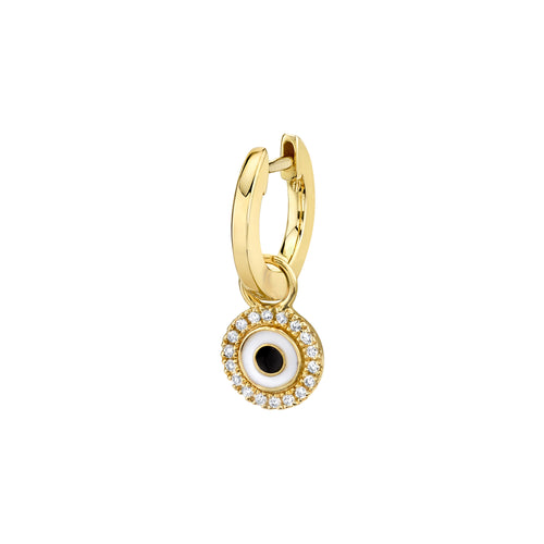 Gold Huggie Hoop and Enamel Eye Charm Hoops