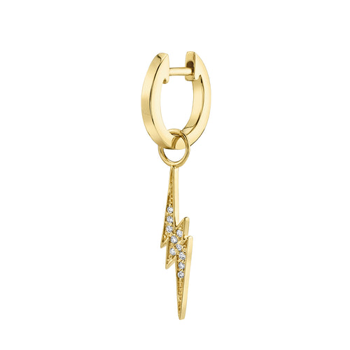 Men's Collection Gold Huggie Hoop and Lightning Bolt Charm Earrings