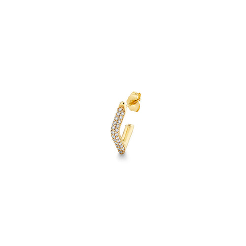 Gold & Diamond Small Pave Tube Marquise Eye Hoop
