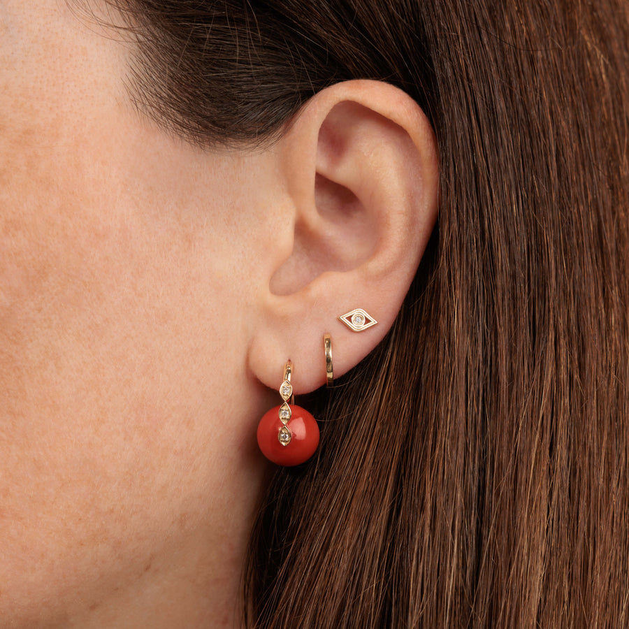 Gold & Diamond Fluted Eye Stud - Sydney Evan Fine Jewelry