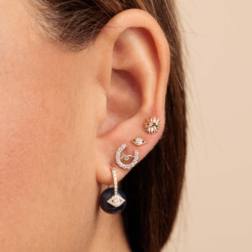 Gold & Diamond Eye Sapphire Earrings