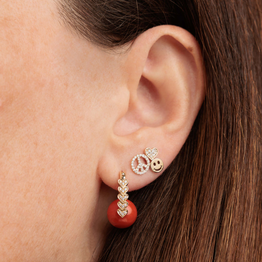 Gold & Diamond Heart Coral Earrings - Sydney Evan Fine Jewelry