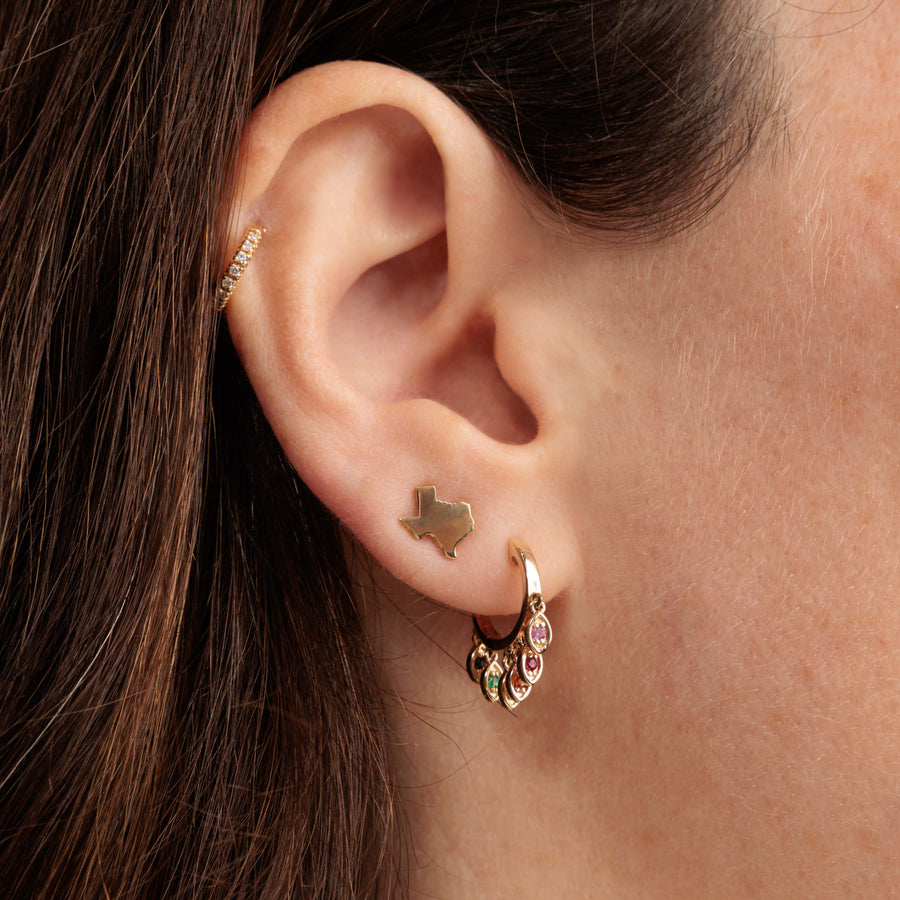 Gold & Rainbow Marquise Eye Fringe Huggies - Sydney Evan Fine Jewelry