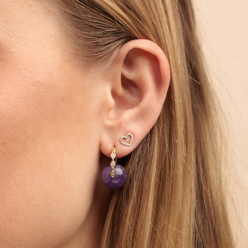 Gold & Diamond Marquise Eye Amethyst Earrings