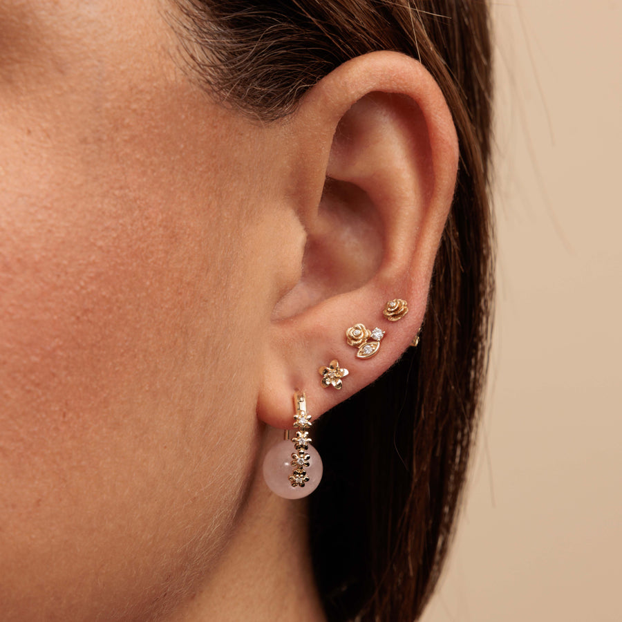 Gold & Diamond Tiny Daisy Morganite Earrings - Sydney Evan Fine Jewelry