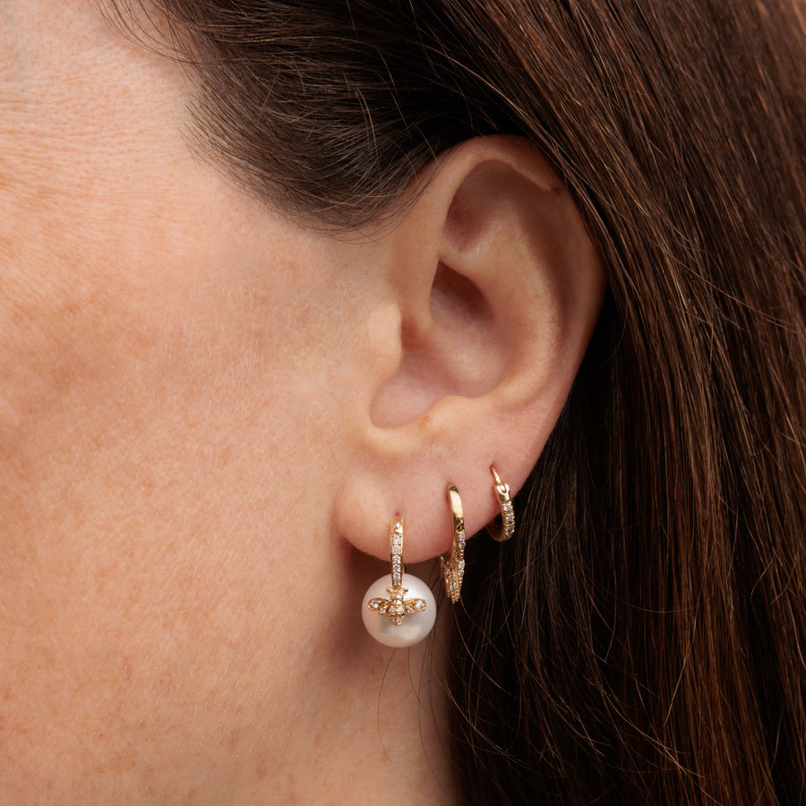 Gold & Diamond Bee Pearl Earrings - Sydney Evan Fine Jewelry