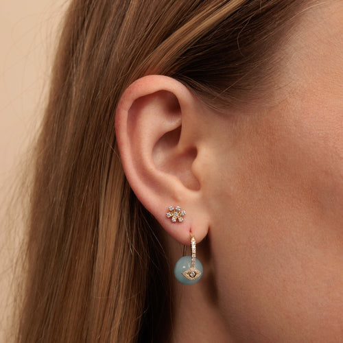 Gold & Diamond Eye Aquamarine Earrings