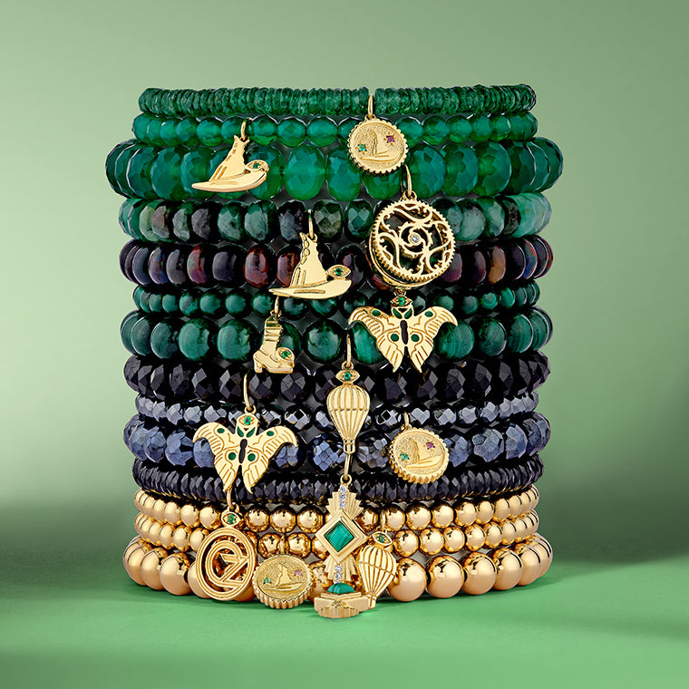 Gold, Emerald & Amethyst Wicked Elphaba Hat Tiny Coin on Green Aventurine - Sydney Evan Fine Jewelry
