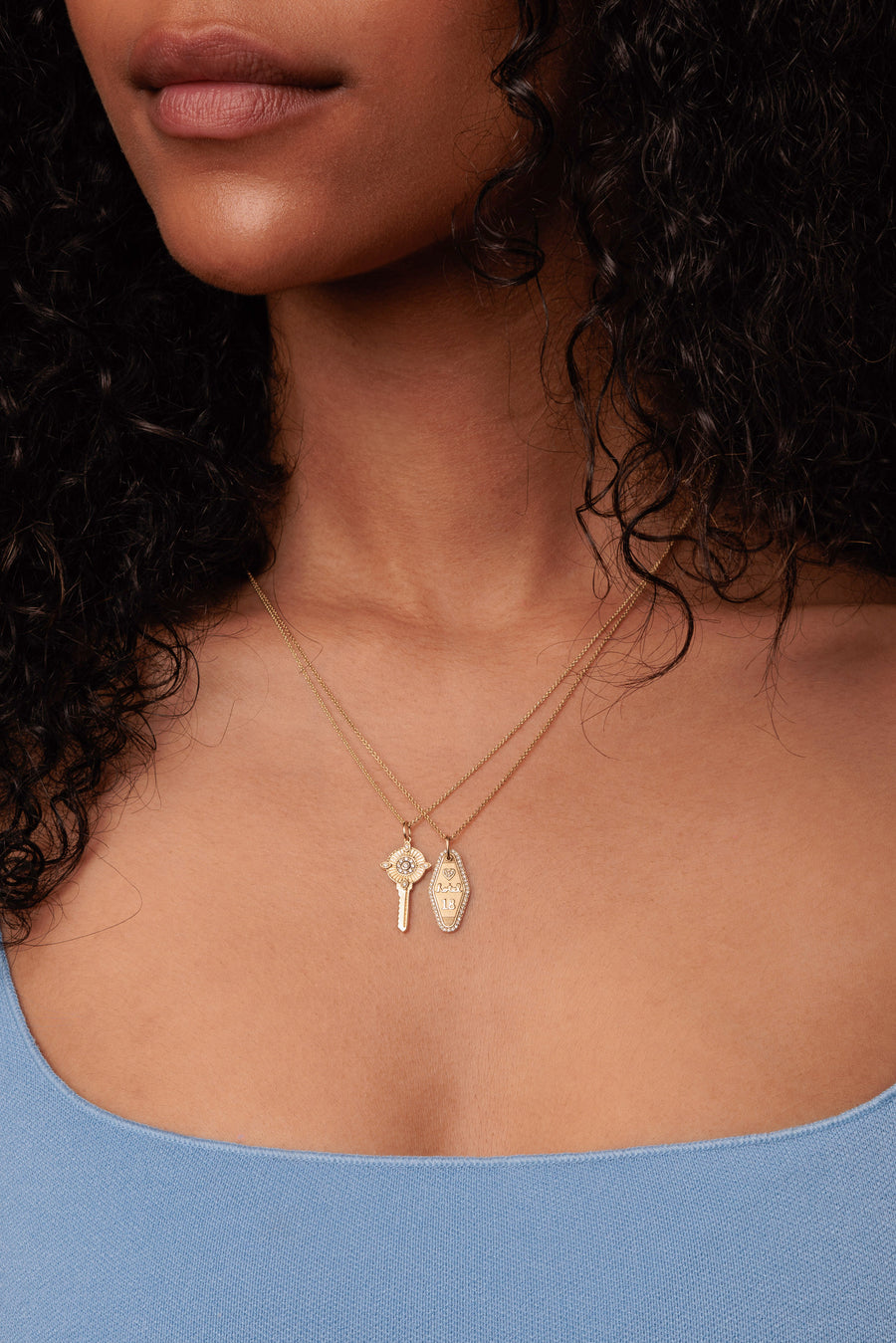 Gold & Diamond Love Hotel Tag Charm - Sydney Evan Fine Jewelry