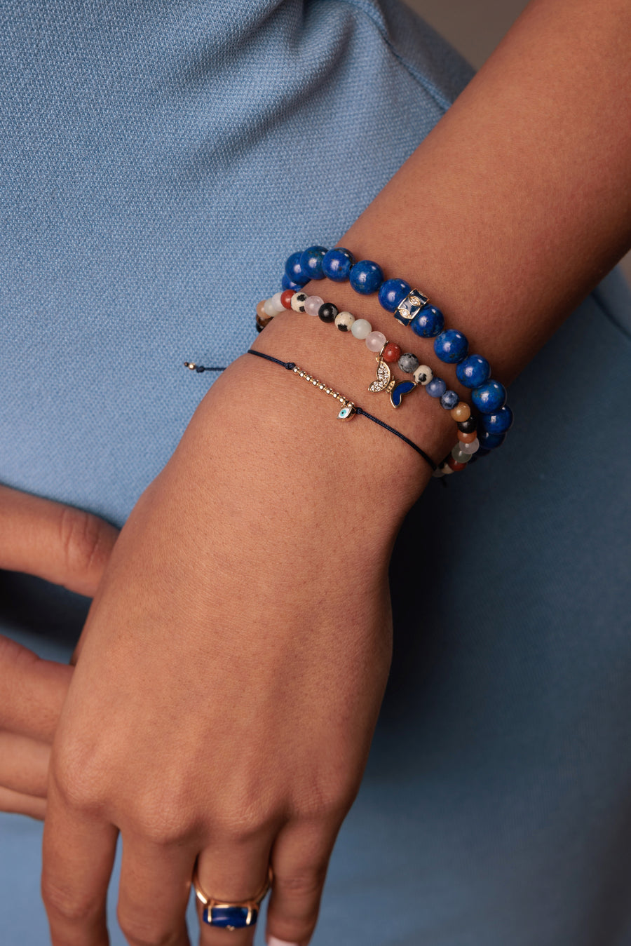 Gold & Enamel Mini Eye Cord Bracelet - Sydney Evan Fine Jewelry