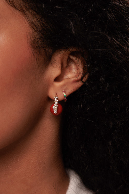 Gold & Diamond Cocktail Coral Earrings
