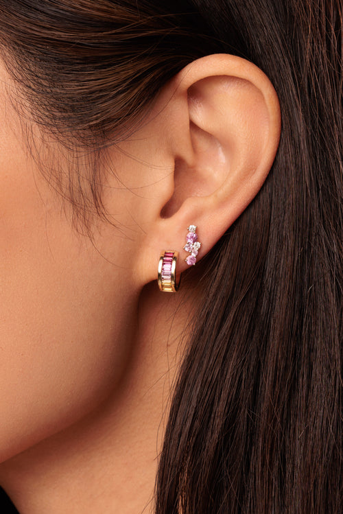Gold & Diamond Pink Sapphire Cocktail Bar Stud