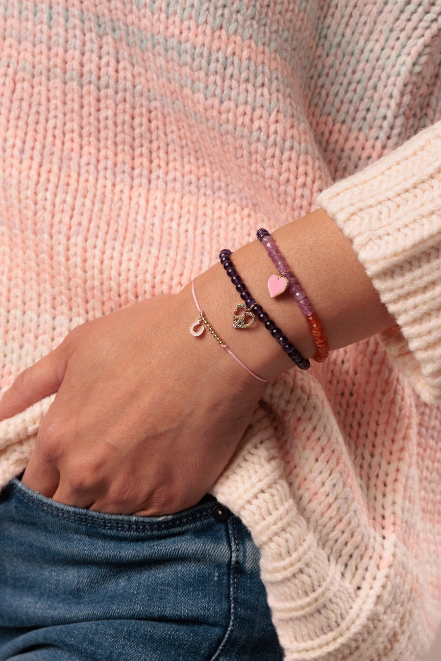 Gold & Enamel Horseshoe Cord Bracelet - Sydney Evan Fine Jewelry