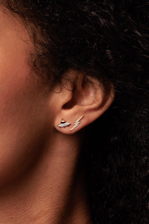 Gold & Diamond Flying Saucer Stud