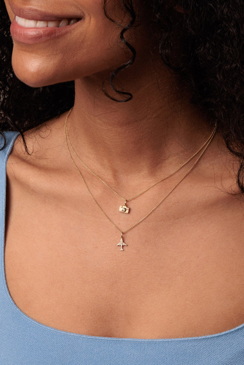 Gold & Diamond Airplane Charm