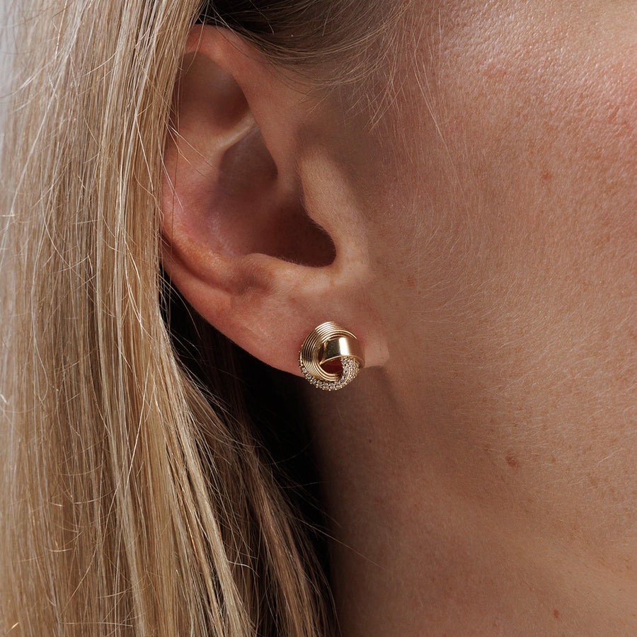 Gold & Diamond Tri Linked Ring Stud - Sydney Evan Fine Jewelry