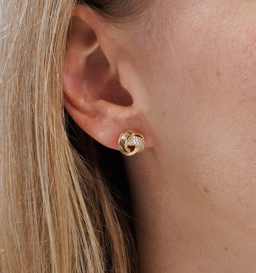 Gold & Diamond Tri Linked Ring Stud