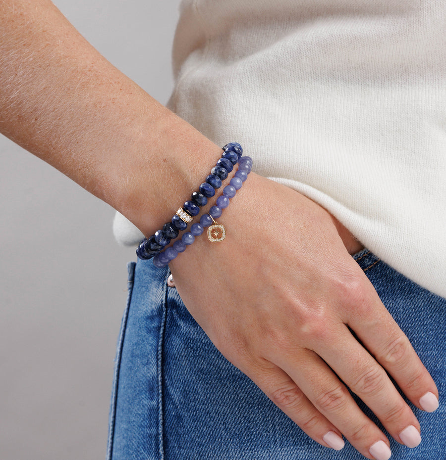 Gold & Diamond 8mm Extra Large Pave Eternity Rondelle on Sodalite - Sydney Evan Fine Jewelry