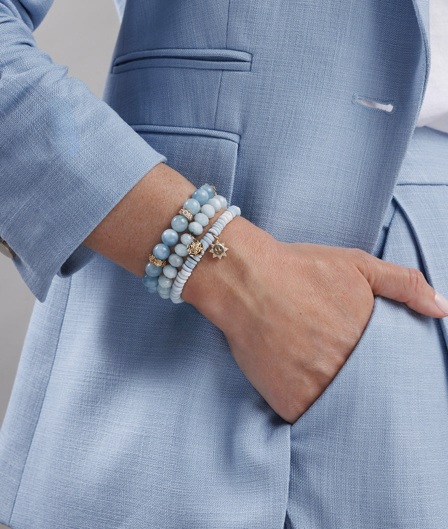 Gold & Diamond Begonia on Aquamarine - Sydney Evan Fine Jewelry