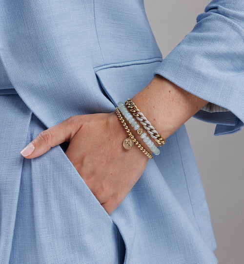 Gold & Diamond Small Zodiac Medallion on Gold Beads