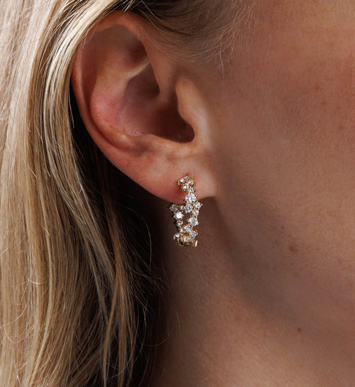 Gold & Diamond Large Cocktail Medium Hoops