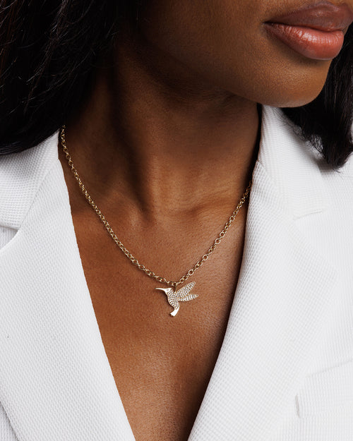 Gold & Diamond Extra Large Hummingbird Charm