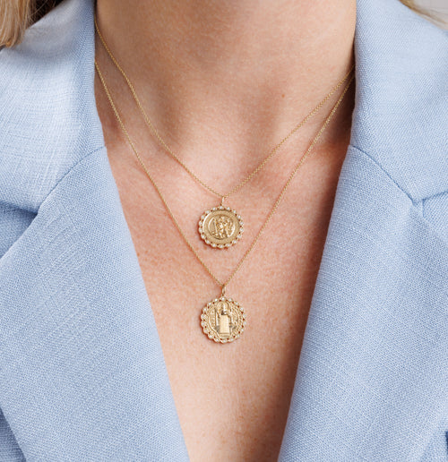 Gold & Diamond Saint Benedict Coin Charm