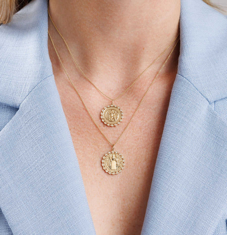 Gold & Diamond Saint Christopher Coin Charm