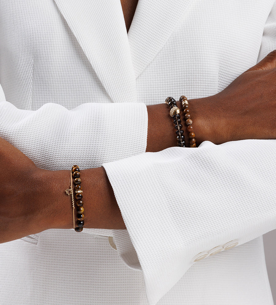 Gold & Diamond Tri Linked Ring Rondelle on Smokey Quartz - Sydney Evan Fine Jewelry
