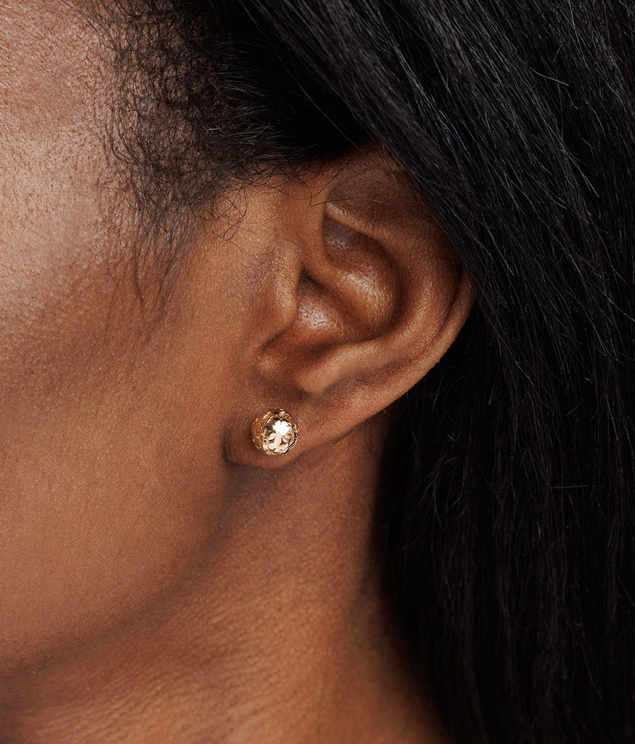 Gold Icon Wallpaper Ball 12mm Studs - Sydney Evan Fine Jewelry
